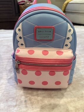 Little Bo Peep Loungefly Pink & Blue Polka Dot Kids Mini Backpack